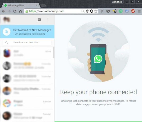 whatsapp web client connection